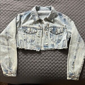 SHEIN Light Blue Distressed Jean Jacket